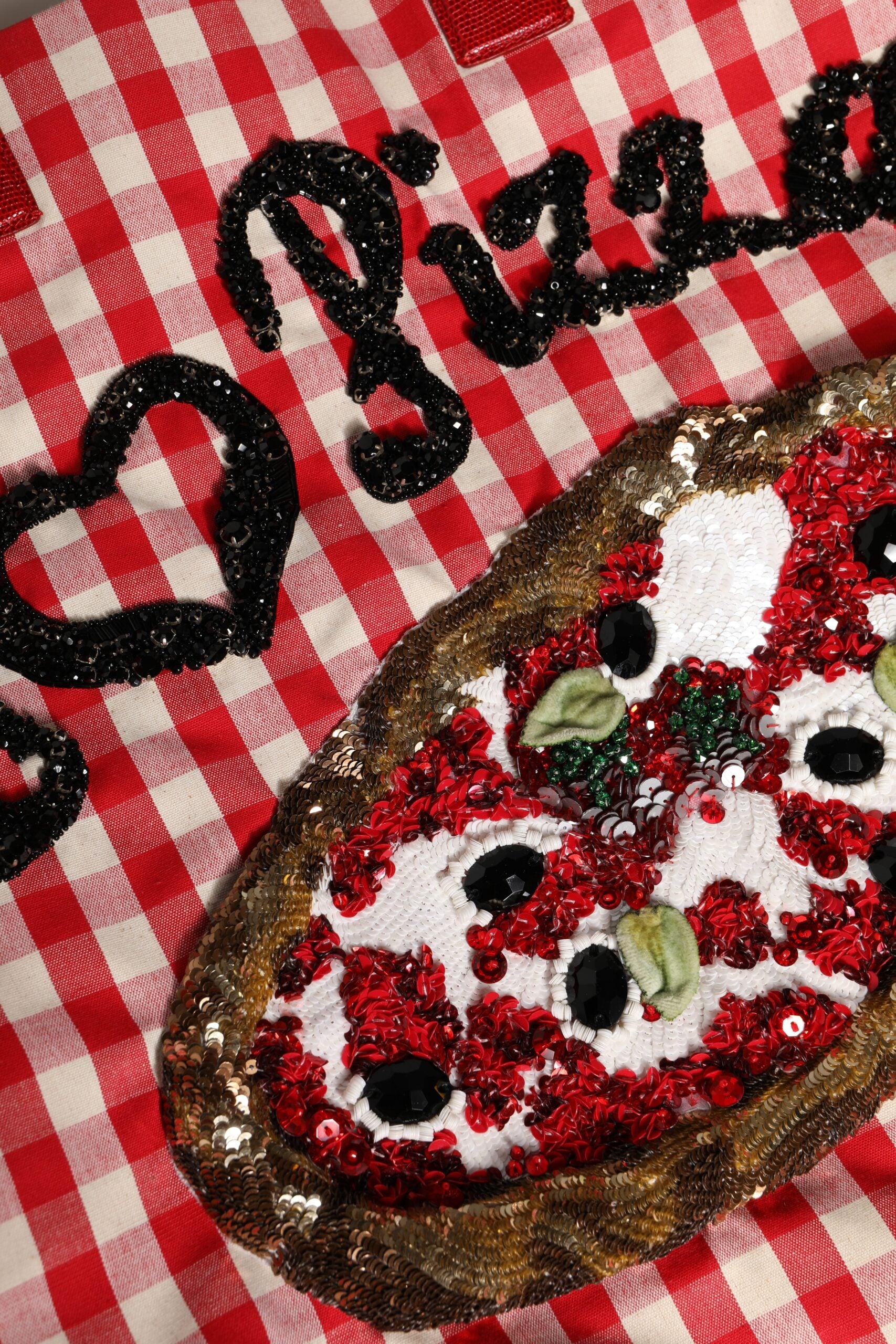 Dolce & Gabbana Red rhinestone-embellished I Love Pizza bag